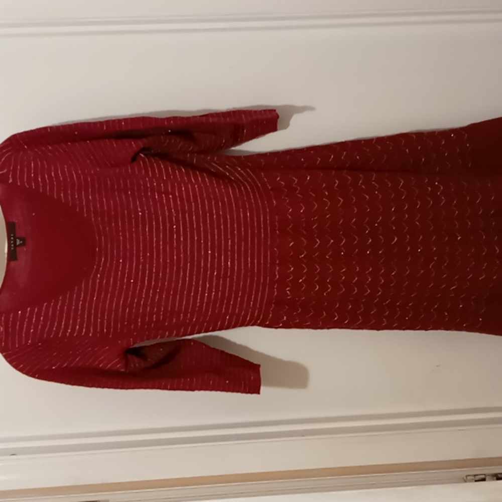 Women's dress burgendy and silver